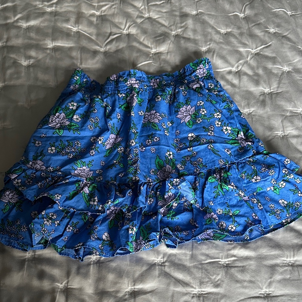 Crewcuts Blue Floral Ruffle Skirt
